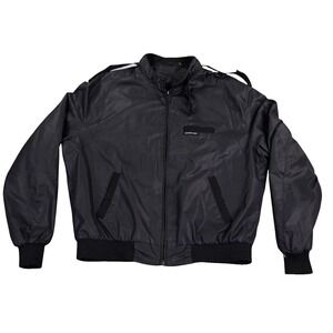VTG Members Only Jacket Mens 44 Black Nylon Bomber Hong Kong 65/35 Classic‎ 80s